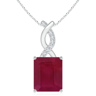 12x10mm A Ruby Pendant with Diamond Entwined Bale in S999 Silver