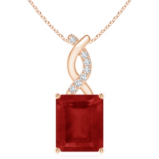12x10mm AA Ruby Pendant with Diamond Entwined Bale in Rose Gold