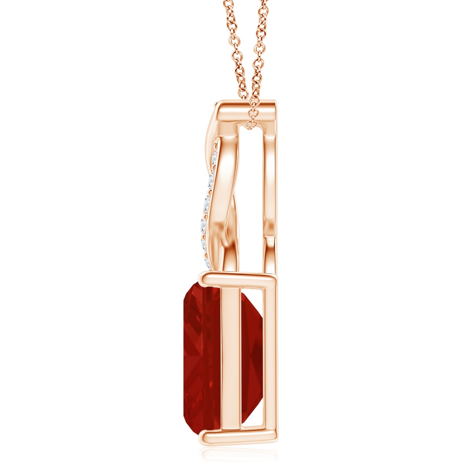 12x10mm AA Ruby Pendant with Diamond Entwined Bale in Rose Gold side 199