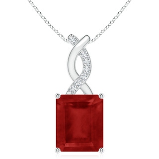 12x10mm AA Ruby Pendant with Diamond Entwined Bale in S999 Silver