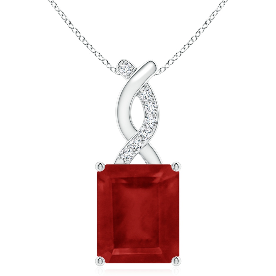 12x10mm AA Ruby Pendant with Diamond Entwined Bale in S999 Silver 