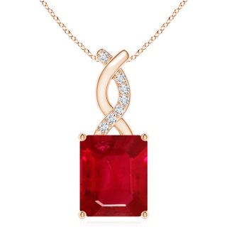 12x10mm AAA Ruby Pendant with Diamond Entwined Bale in Rose Gold