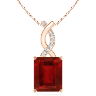 12x10mm AAAA Ruby Pendant with Diamond Entwined Bale in 18K Rose Gold