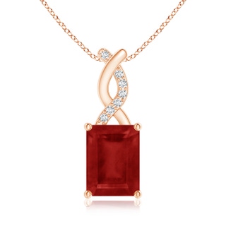 8x6mm AA Ruby Pendant with Diamond Entwined Bale in Rose Gold