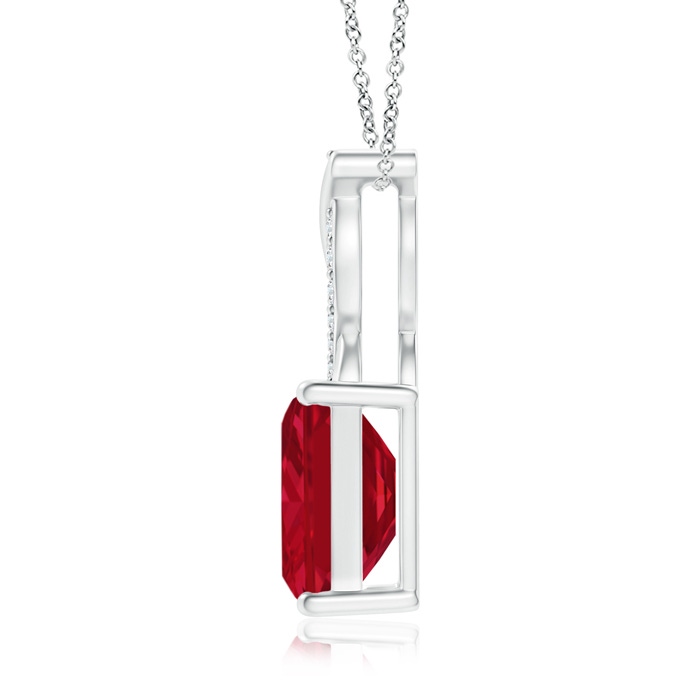 8x6mm AAA Ruby Pendant with Diamond Entwined Bale in White Gold - side 199
