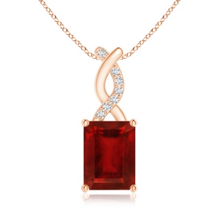 8x6mm AAAA Ruby Pendant with Diamond Entwined Bale in Rose Gold