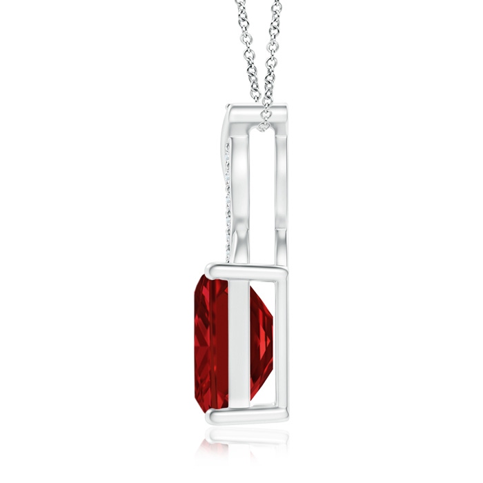 8x6mm AAAA Ruby Pendant with Diamond Entwined Bale in S999 Silver - side 199