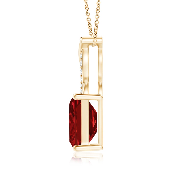 8x6mm AAAA Ruby Pendant with Diamond Entwined Bale in Yellow Gold - side 199