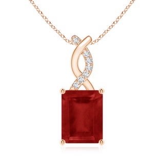 9x7mm AA Ruby Pendant with Diamond Entwined Bale in Rose Gold