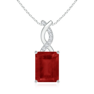 9x7mm AA Ruby Pendant with Diamond Entwined Bale in S999 Silver