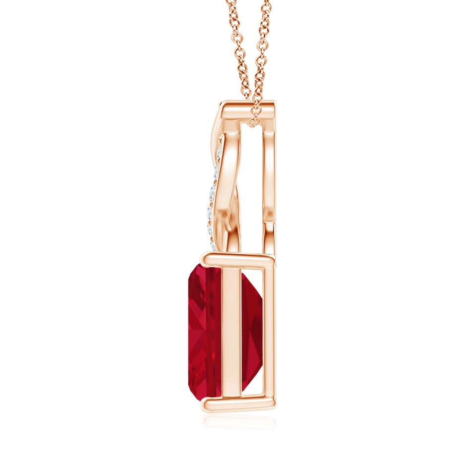 9x7mm AAA Ruby Pendant with Diamond Entwined Bale in 18K Rose Gold side 199
