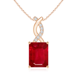 9x7mm AAA Ruby Pendant with Diamond Entwined Bale in Rose Gold
