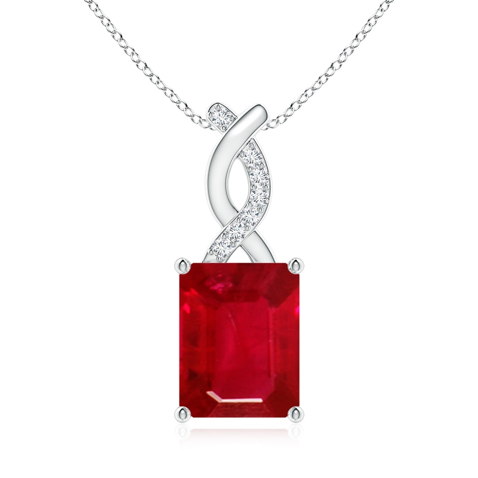 9x7mm AAA Ruby Pendant with Diamond Entwined Bale in S999 Silver 
