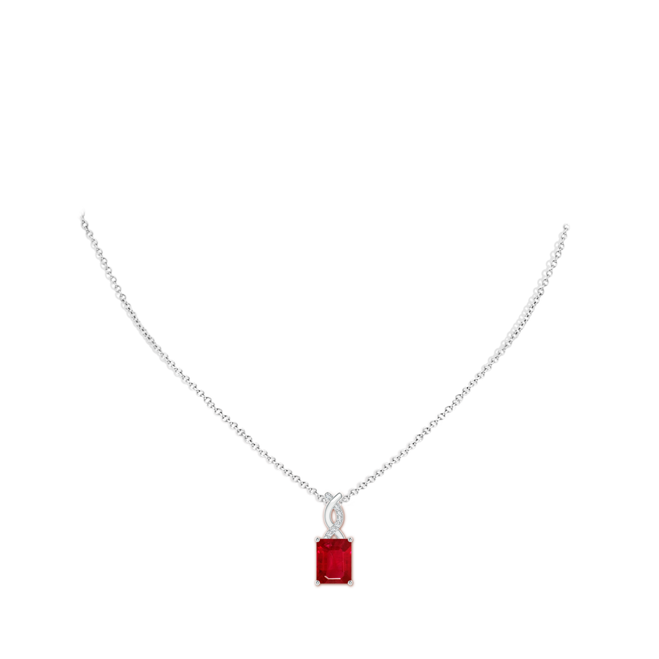9x7mm AAA Ruby Pendant with Diamond Entwined Bale in S999 Silver pen