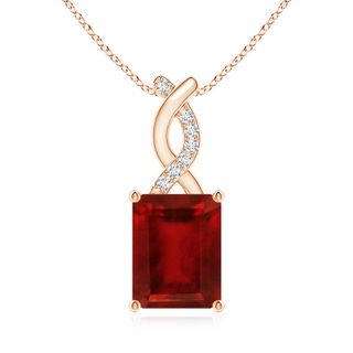 9x7mm AAAA Ruby Pendant with Diamond Entwined Bale in Rose Gold