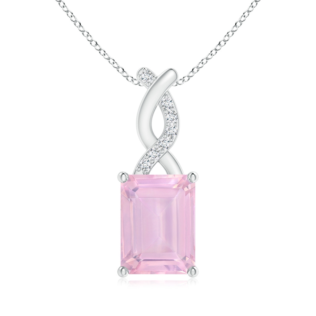 8x6mm AAAA Rose Quartz Pendant with Diamond Entwined Bale in P950 Platinum