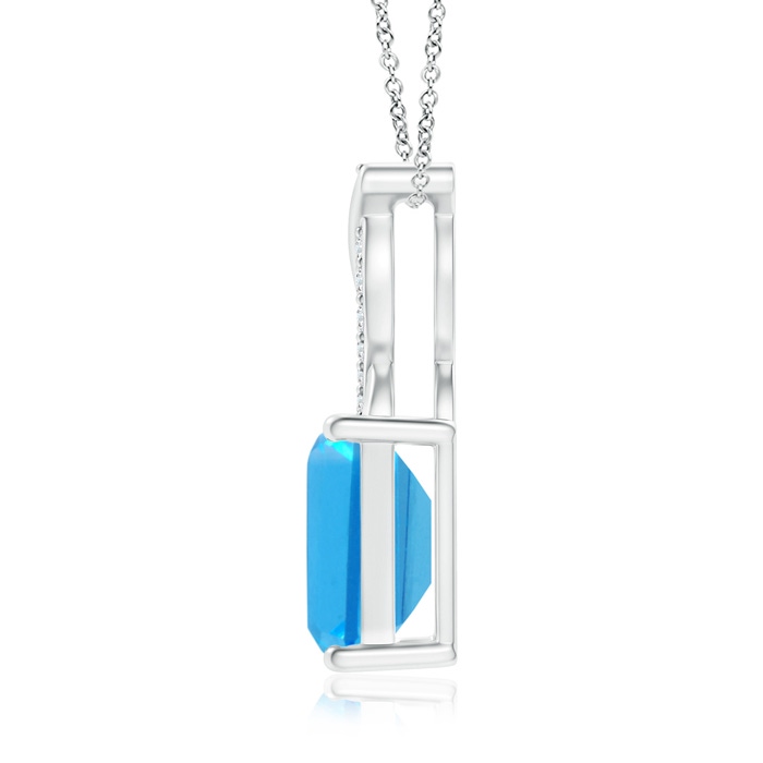 8x6mm AAAA Swiss Blue Topaz Pendant with Diamond Entwined Bale in White Gold product image