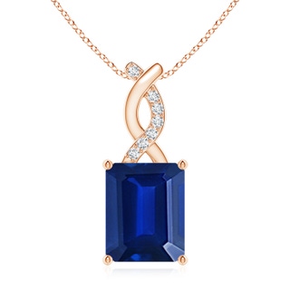 10x8mm AAAA Sapphire Pendant with Diamond Entwined Bale in Rose Gold