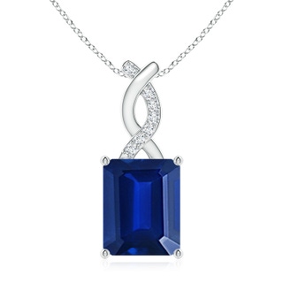 10x8mm Lab-Grown Sapphire Pendant with Diamond Entwined Bale in S999 Silver