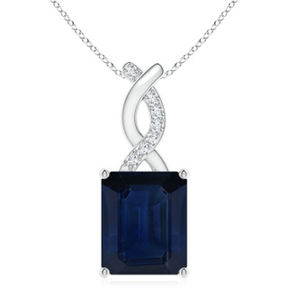 12x10mm AA Sapphire Pendant with Diamond Entwined Bale in S999 Silver