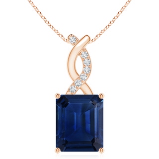 12x10mm AAA Sapphire Pendant with Diamond Entwined Bale in Rose Gold