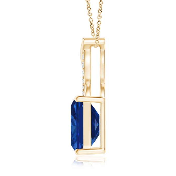 8x6mm AAAA Sapphire Pendant with Diamond Entwined Bale in Yellow Gold Side 199