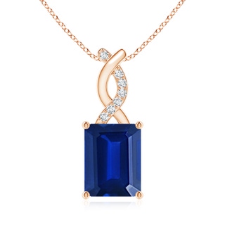 9x7mm AAAA Sapphire Pendant with Diamond Entwined Bale in Rose Gold