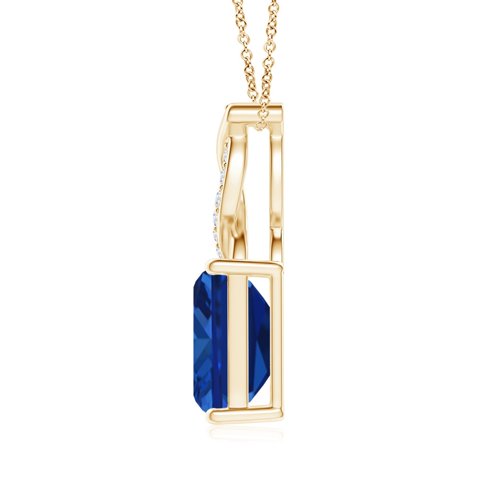 9x7mm Lab-Grown Sapphire Pendant with Diamond Entwined Bale in Yellow Gold side 199