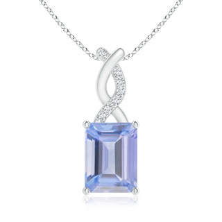 8x6mm A Tanzanite Pendant with Diamond Entwined Bale in S999 Silver