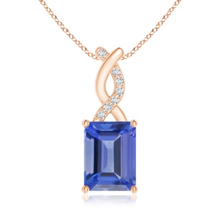 8x6mm AA Tanzanite Pendant with Diamond Entwined Bale in 9K Rose Gold