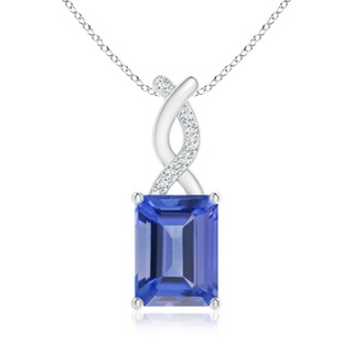 8x6mm AA Tanzanite Pendant with Diamond Entwined Bale in S999 Silver