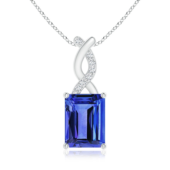 8x6mm AAA Tanzanite Pendant with Diamond Entwined Bale in White Gold 