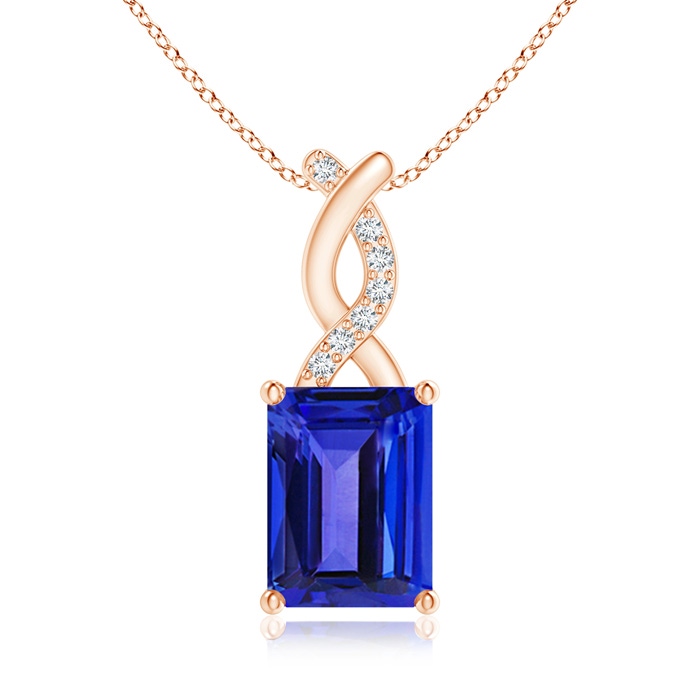 8x6mm AAAA Tanzanite Pendant with Diamond Entwined Bale in Rose Gold
