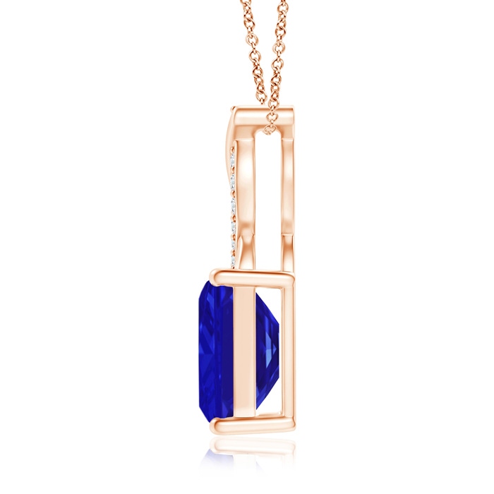 8x6mm AAAA Tanzanite Pendant with Diamond Entwined Bale in Rose Gold product image