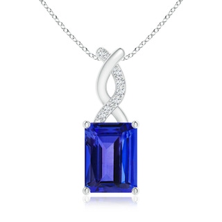 8x6mm AAAA Tanzanite Pendant with Diamond Entwined Bale in S999 Silver