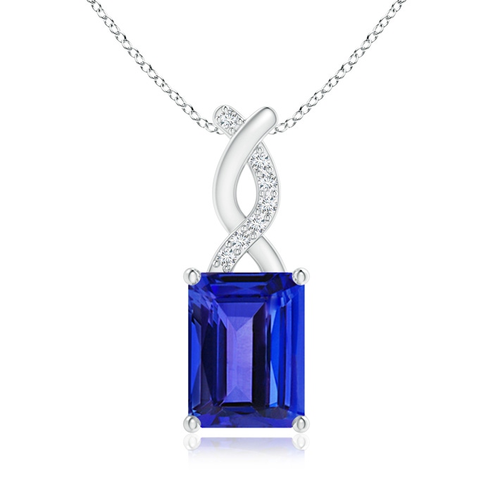 8x6mm AAAA Tanzanite Pendant with Diamond Entwined Bale in White Gold 