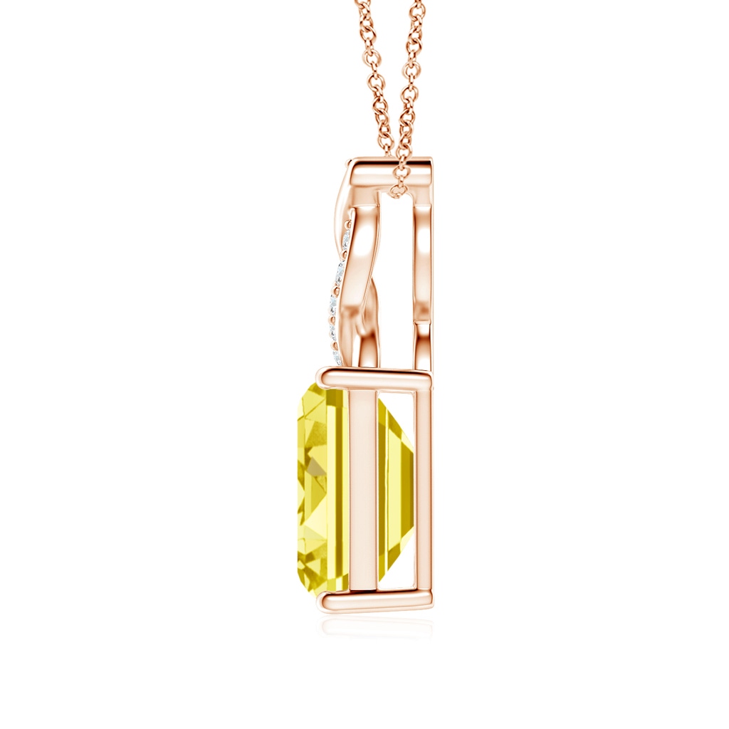 7x5mm AAAA Fancy Intense Yellow Diamond Pendant with Entwined Bale in Rose Gold - side 199