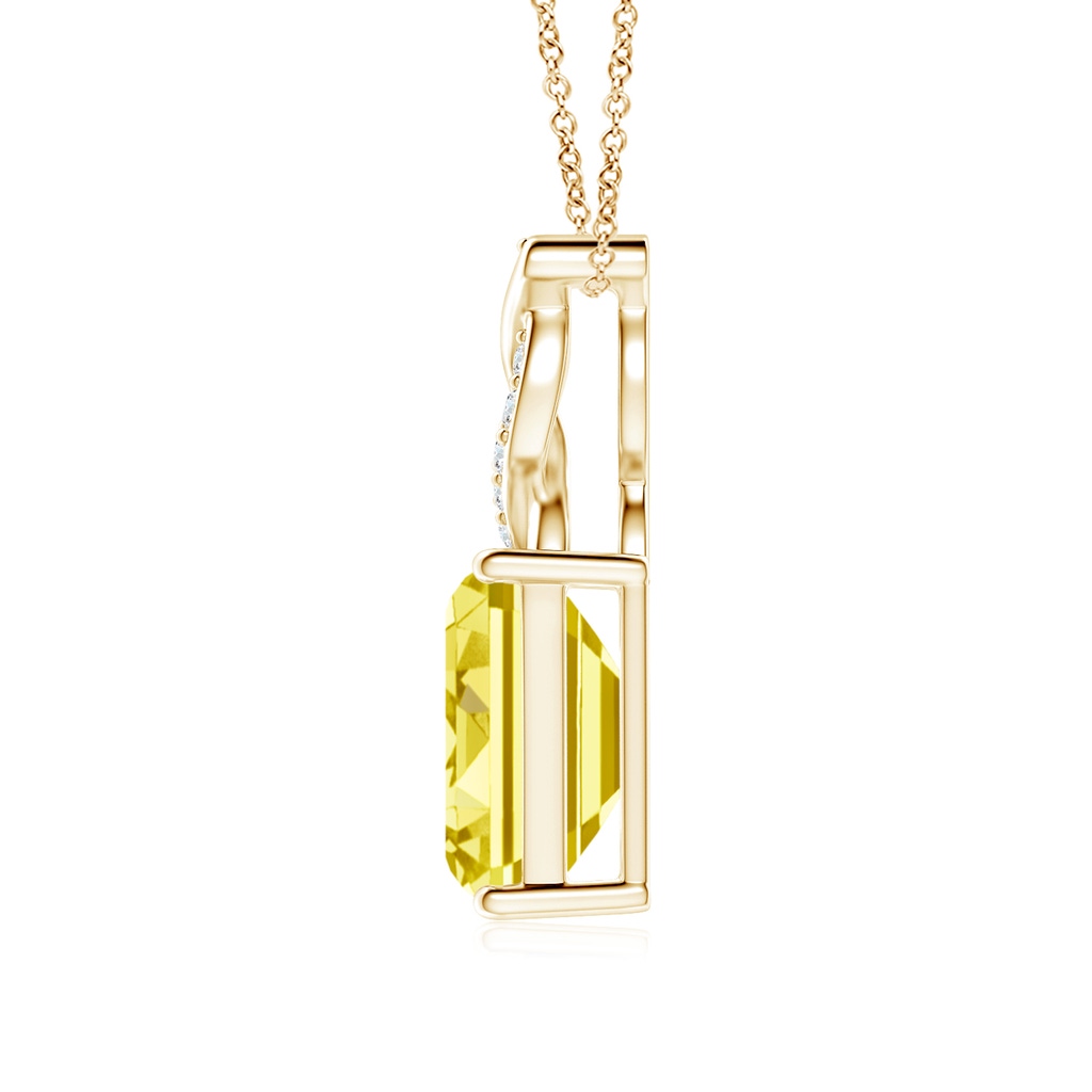 7x5mm AAAA Fancy Intense Yellow Diamond Pendant with Entwined Bale in Yellow Gold - side 199