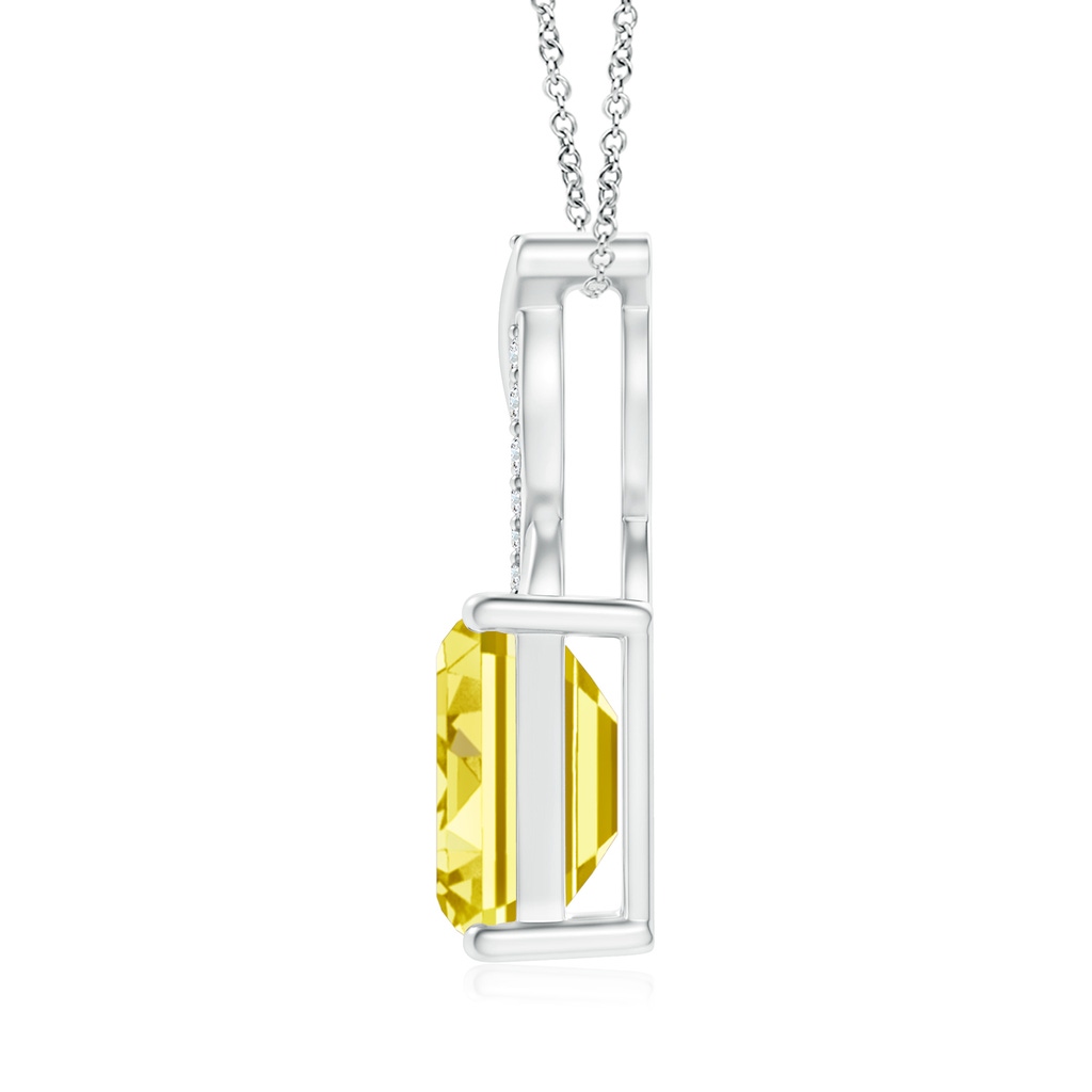 8x6mm AAAA Fancy Intense Yellow Diamond Pendant with Entwined Bale in White Gold - side 199