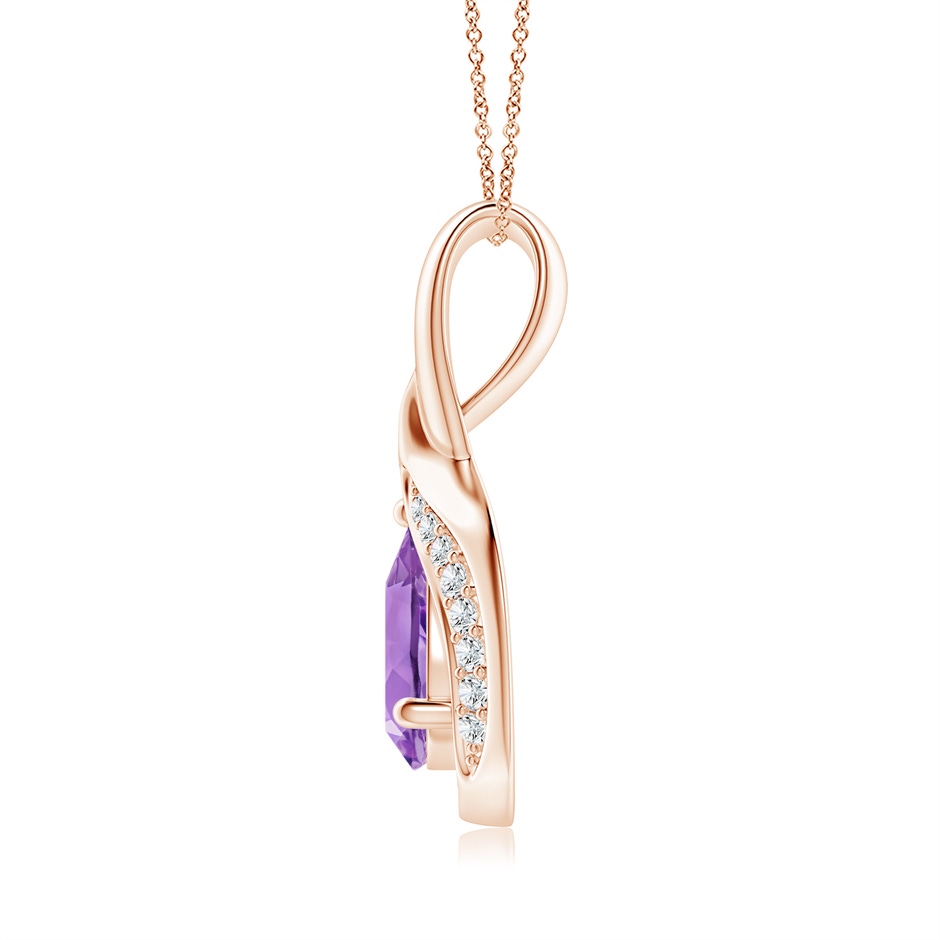 7x5mm A Pear-Shaped Amethyst and Diamond Loop Pendant in Rose Gold side-1