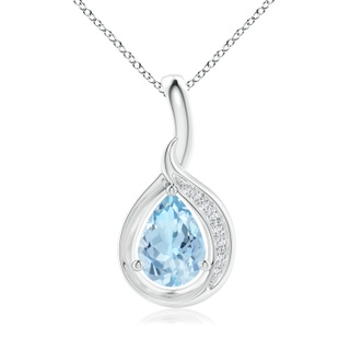 7x5mm AAA Pear-Shaped Aquamarine and Diamond Loop Pendant in White Gold