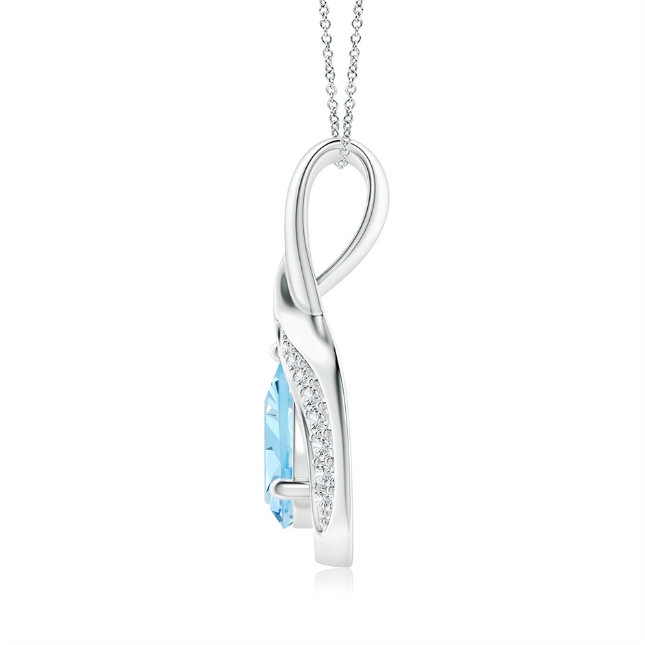 7x5mm AAAA Pear-Shaped Aquamarine and Diamond Loop Pendant in P950 Platinum side-1