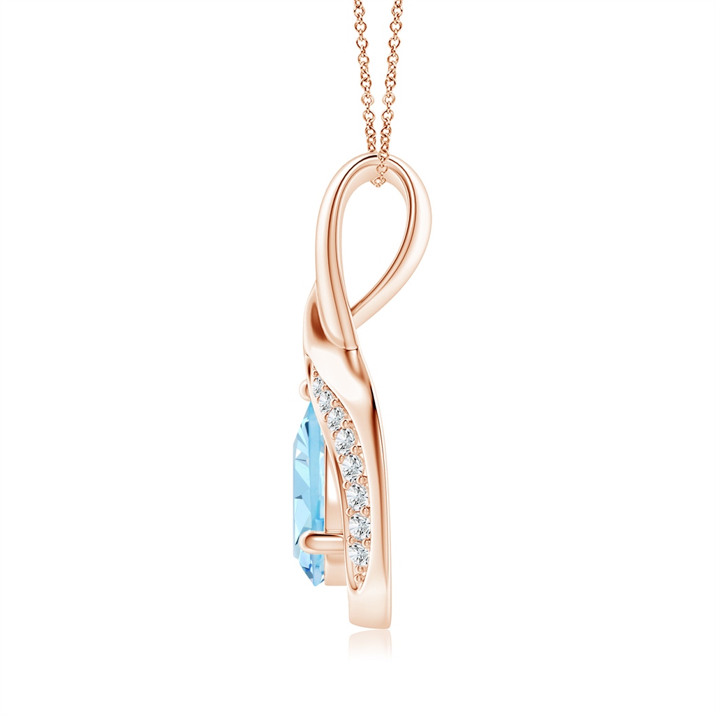 7x5mm AAAA Pear-Shaped Aquamarine and Diamond Loop Pendant in Rose Gold - side_1