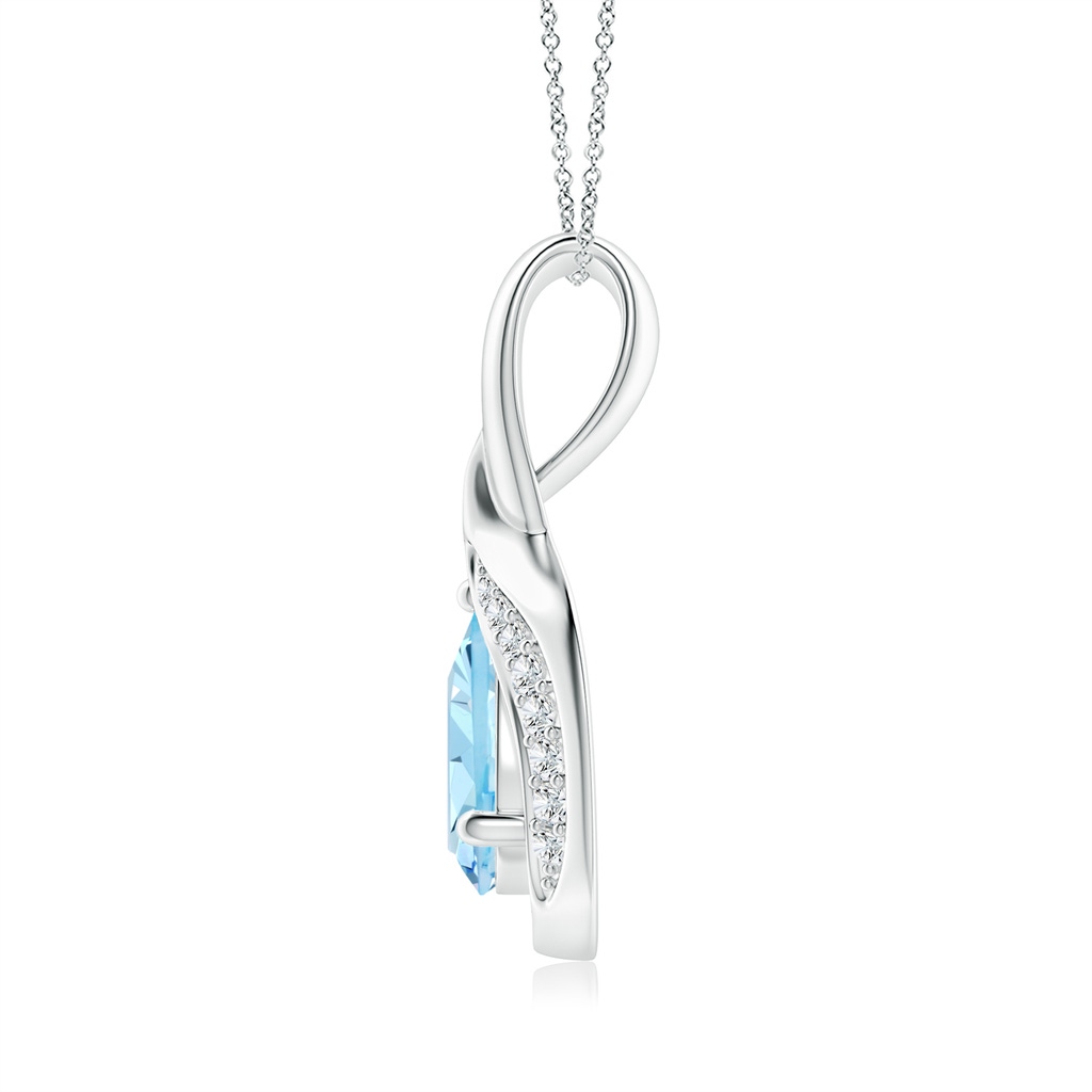 7x5mm AAAA Pear-Shaped Aquamarine and Diamond Loop Pendant in S999 Silver - side_1