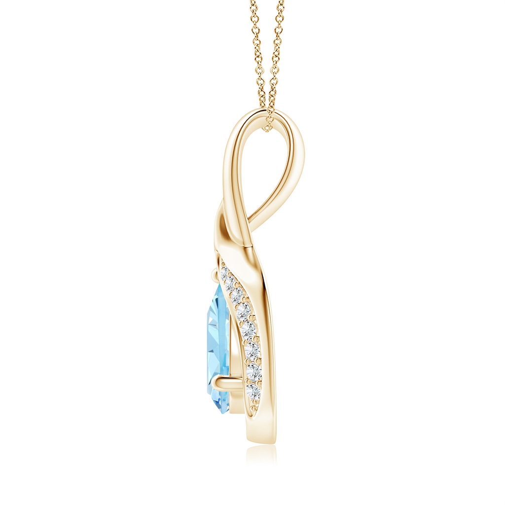 7x5mm AAAA Pear-Shaped Aquamarine and Diamond Loop Pendant in Yellow Gold - side_1
