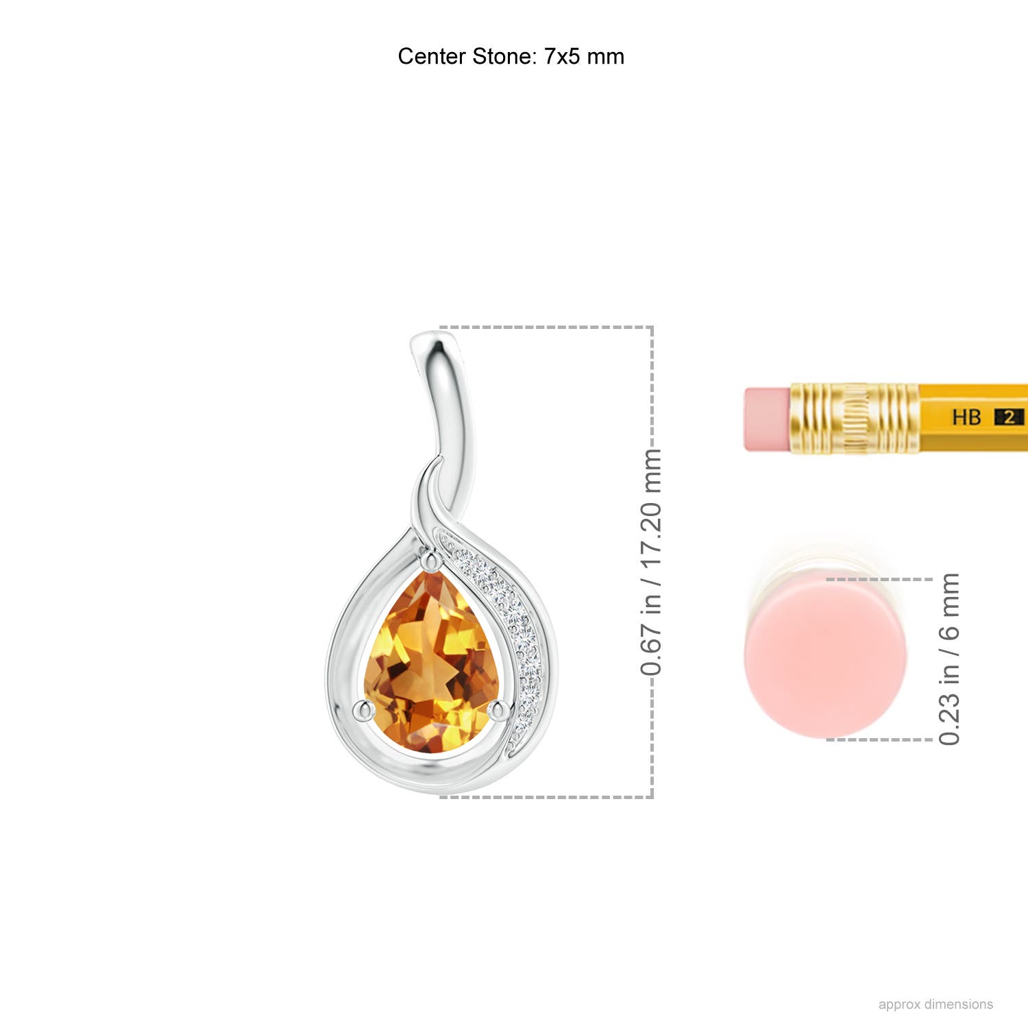 AA - Citrine / 0.63 CT / 14 KT White Gold