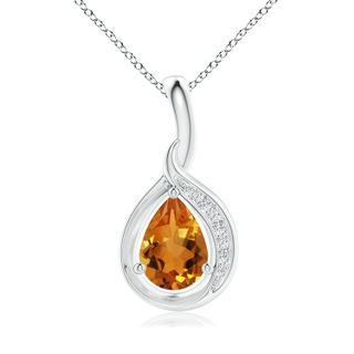 7x5mm AAA Pear-Shaped Citrine and Diamond Loop Pendant in White Gold