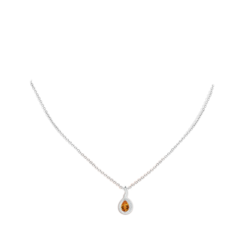 7x5mm AAA Pear-Shaped Citrine and Diamond Loop Pendant in White Gold Body-Neck