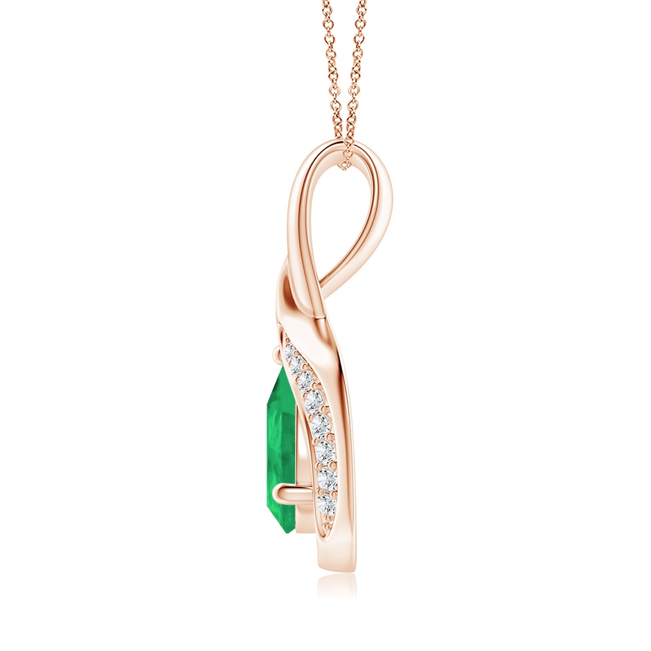 7x5mm A Pear-Shaped Emerald and Diamond Loop Pendant in Rose Gold side 199