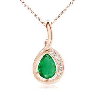 7x5mm AA Pear-Shaped Emerald and Diamond Loop Pendant in Rose Gold